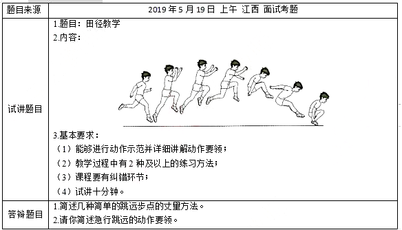 2019上半年上海教师资格证小学面试真题急行跳远